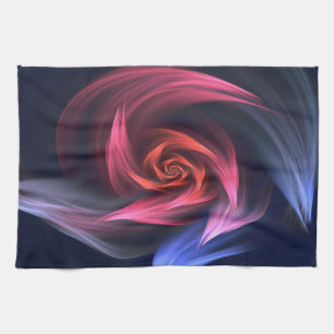 Abstract Vortex Shape Red And Blue Tea Towel