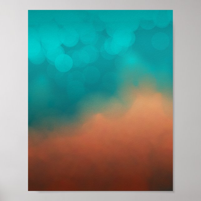 Abstract Wall Art Blue Teal Turquoise Colour (Front)