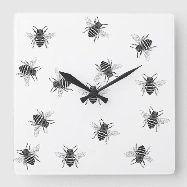 Abstract Wall Clocks - Honeybee White Background (Front)