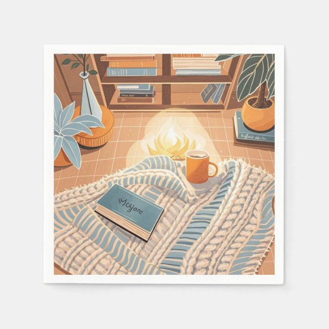 Abstract warm cosy Boho style Napkin (Front)