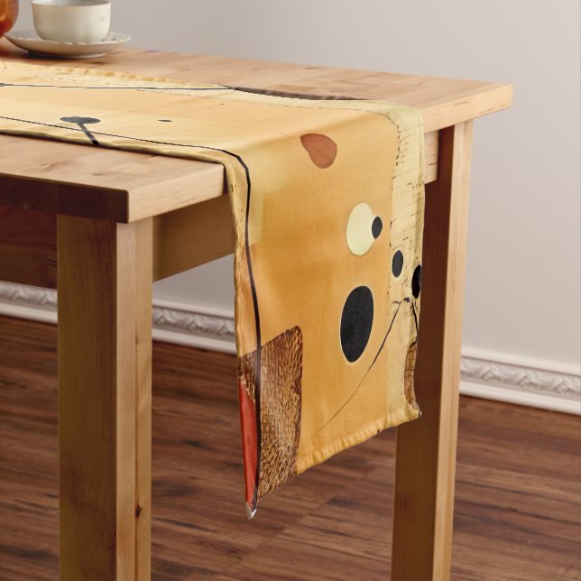 Abstract Warm Minimalist rustic Layers Short Table Runner (In Situ)