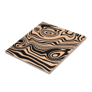 Abstract Warped Black & Cream Colour - Customisabl Tile