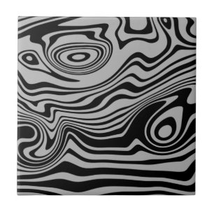 Abstract Warped Black & Grey Lines - Customisable Tile
