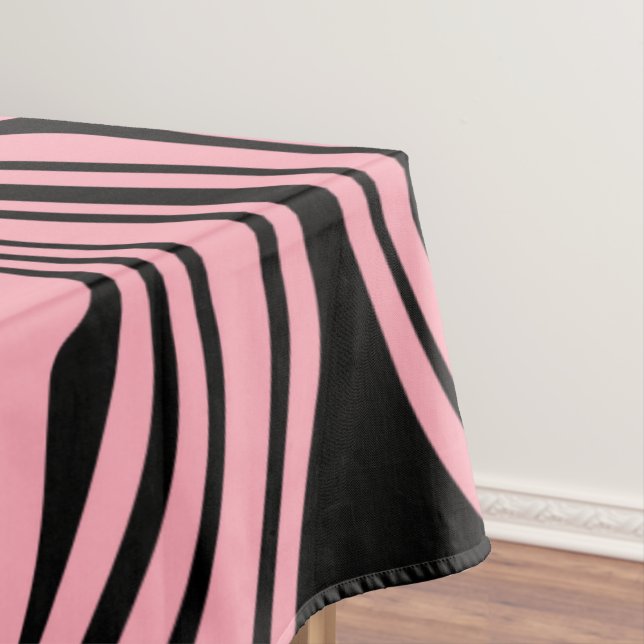 Abstract Warped Black & Pink Lines - Customisable Tablecloth (In Situ)