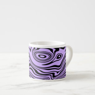 Abstract Warped Black & Purple Lines -Customisable Espresso Cup