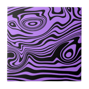 Abstract Warped Black & Purple Lines -Customisable Tile