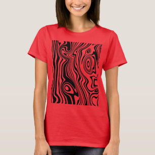 Abstract Warped Black & Red Lines - Customisable T-Shirt