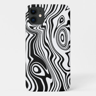 Abstract Warped Black & White Lines - Customisable iPhone 11 Case