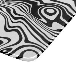 Abstract Warped Black & White Lines - Customisable Cutting Board