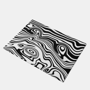 Abstract Warped Black & White Lines - Customisable Doormat