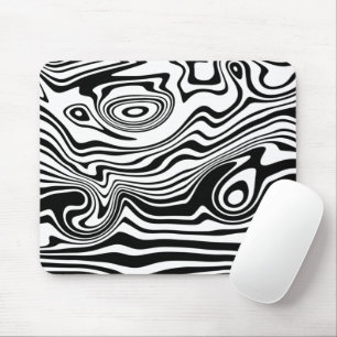 Abstract Warped Black & White Lines - Customisable Mouse Mat