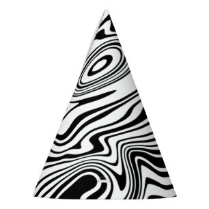 Abstract Warped Black & White Lines - Customisable Party Hat