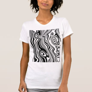 Abstract Warped Black & White Lines - Customisable T-Shirt