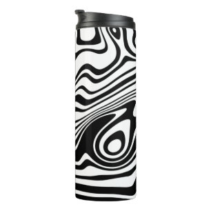Abstract Warped Black & White Lines - Customisable Thermal Tumbler