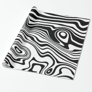 Abstract Warped Black & White Lines - Customisable Wrapping Paper