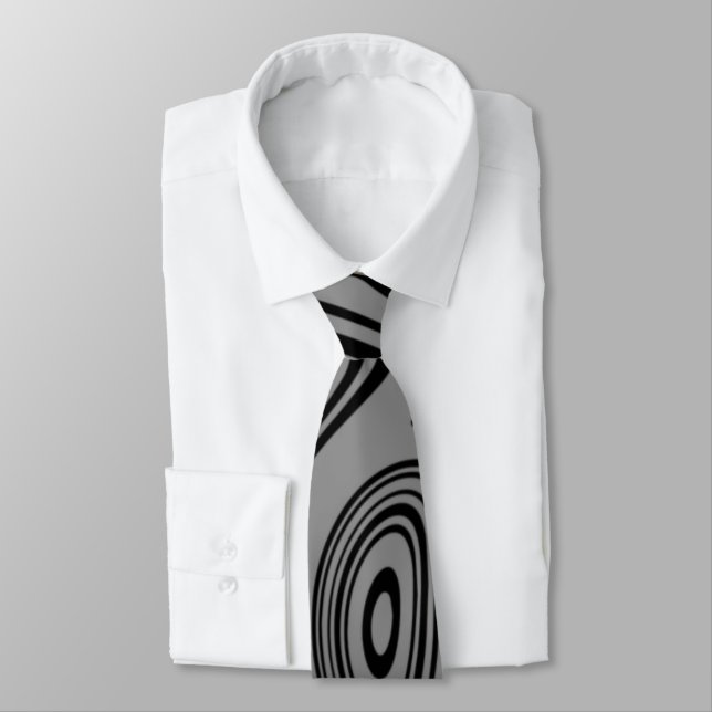 Abstract Warped Lines Black and Grey Neck Tie (Tied)
