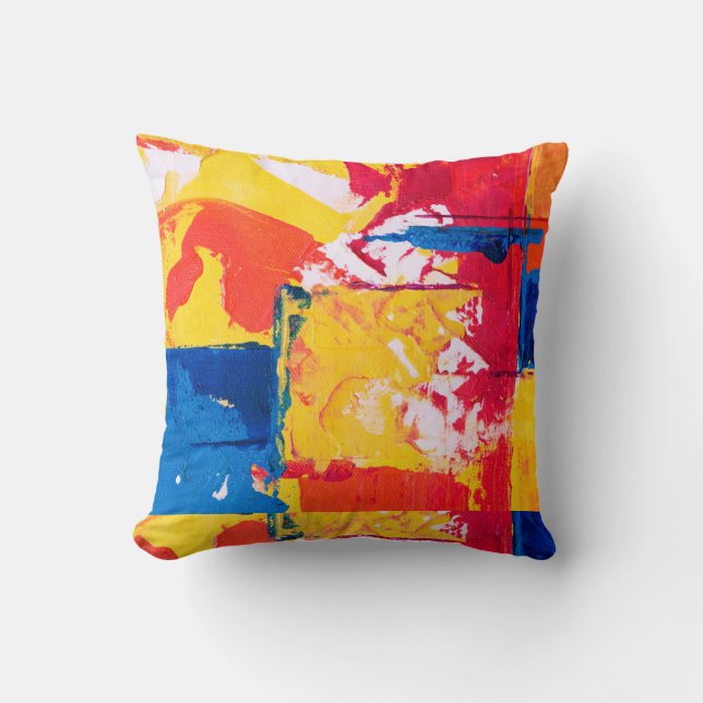 Abstract water colour Vibrant  Cushion (Front)