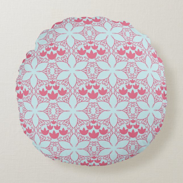 Abstract Water Lilies Pattern Round Pillow (Front)