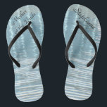 Abstract Water Mother of Bride Name Wedding Blue Flip Flops<br><div class="desc">These personalised, comfortable Mother of the Bride Flip Flops are a simple, elegant, and chic gift for members of the Bridal Party - Bride, Bridesmaid, Maid of Honour ... They will add to the festivities of your wedding day, bachelorette party, or other celebration. Great by the beach! Easy to customise...</div>