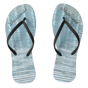 Abstract Water, Name, Bridesmaid Wedding Flip Flops