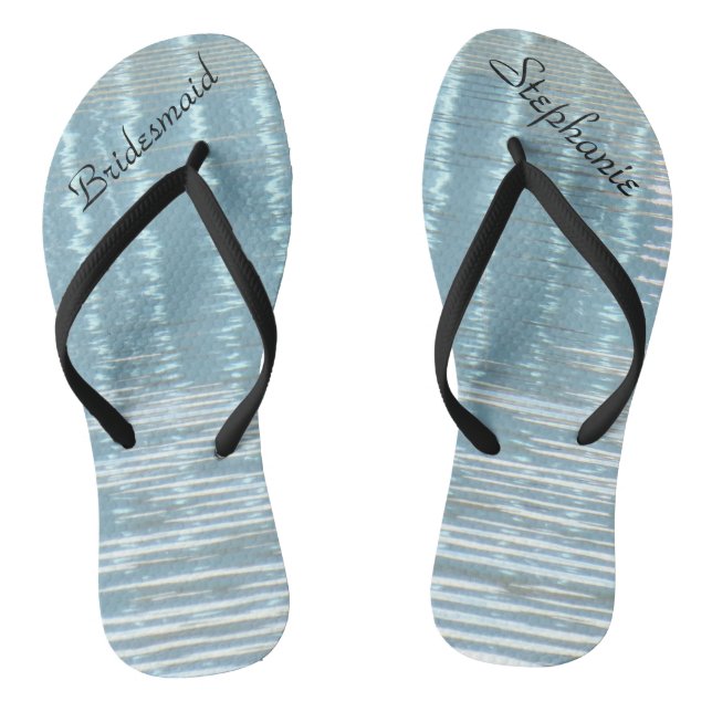 Abstract Water, Name, Bridesmaid Wedding  Flip Flops (Footbed)