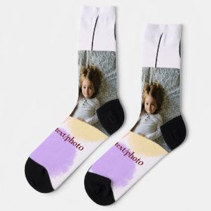 Abstract watercolor abstract shapes add text name socks