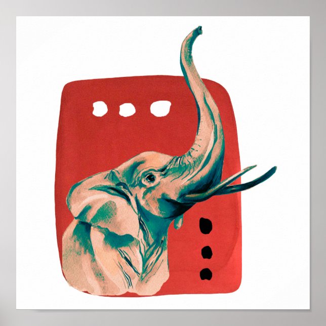 Abstract Watercolor African Elephant Poster (Front)