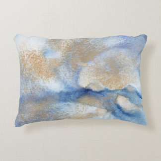 Abstract Watercolor and Gold Painting Decorative Cushion
