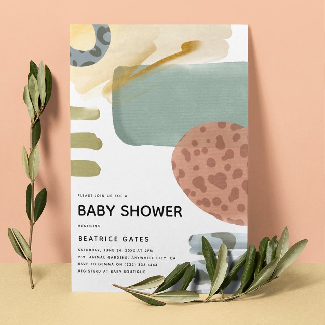 Abstract Watercolor Animal Print Paint Baby Shower Invitation (Creator Uploaded)