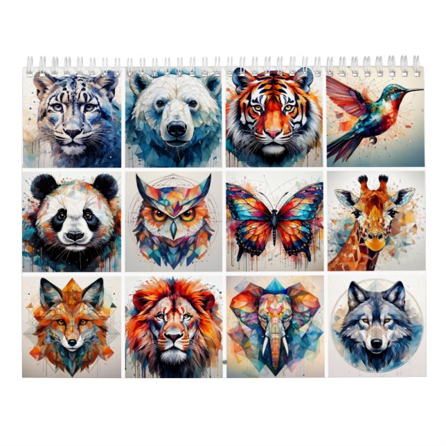 Abstract Watercolor Animals Calendar (Back)
