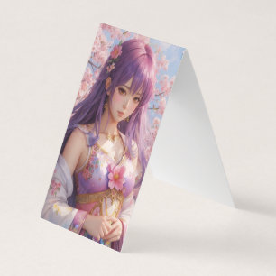Abstract watercolor anime art of a magical girl su business card