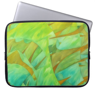 Abstract Watercolor Art in Green Laptop Cover