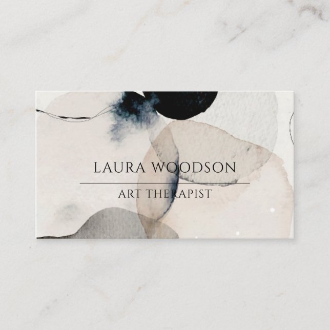 Abstract Watercolor Art Therapist Business Card (Front)