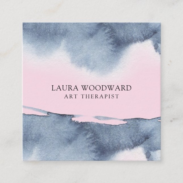 Abstract Watercolor Art Therapist Square Business Card (Front)