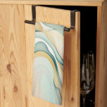 Abstract watercolor art waves. Modern flow motion Tea Towel<br><div class="desc">Abstract watercolor art waves Kitchen Towels in soft beige green colours. Modern colourful flow motion of paint.</div>