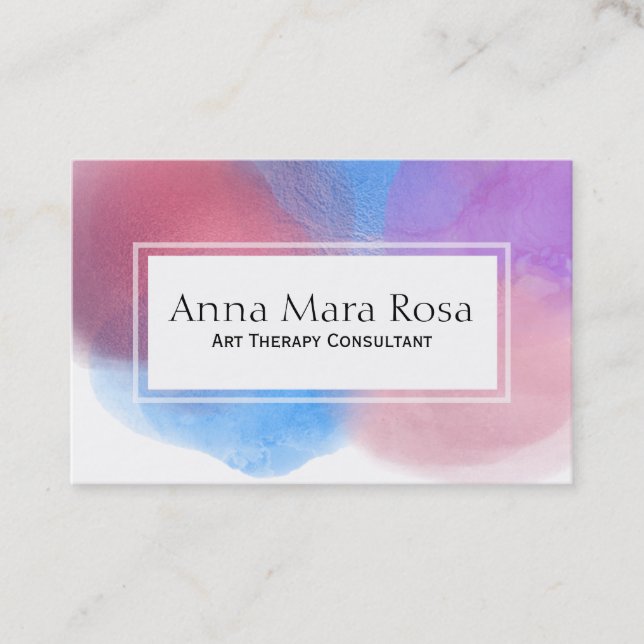 *~* Abstract Watercolor Artistic Therapy Feminine Business Card (Front)