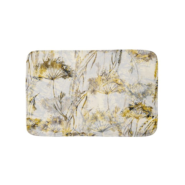 Abstract watercolor background: dandelion, juniper bath mat (Front)