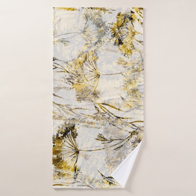 Abstract watercolor background: dandelion, juniper bath towel (Bath Towel)