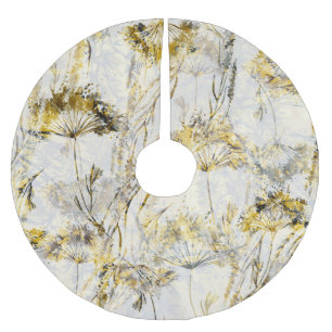 Abstract watercolor background: dandelion, juniper brushed polyester tree skirt