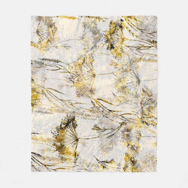 Abstract watercolor background: dandelion, juniper fleece blanket (Front)