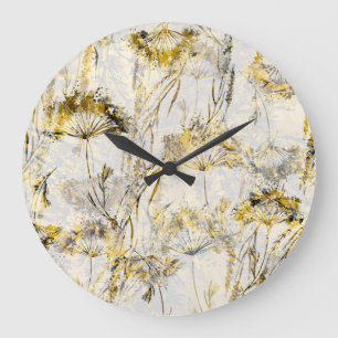 Abstract watercolor background: dandelion, juniper large clock