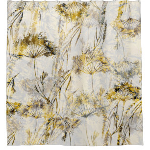 Abstract watercolor background: dandelion, juniper shower curtain