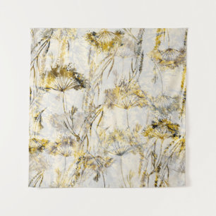 Abstract watercolor background: dandelion, juniper tapestry