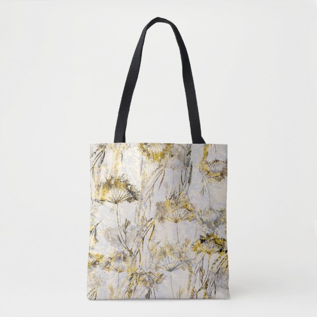 Abstract watercolor background: dandelion, juniper tote bag (Front)