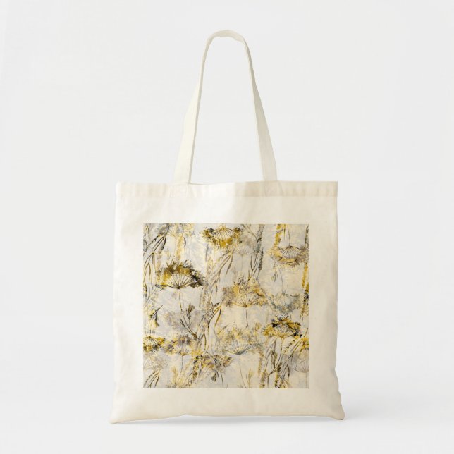 Abstract watercolor background: dandelion, juniper tote bag (Front)