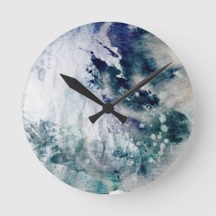 Abstract watercolor background on grunge paper 2 round clock
