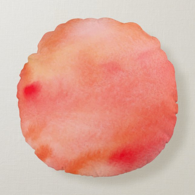 Abstract Watercolor Background - Orange Round Cushion (Front)