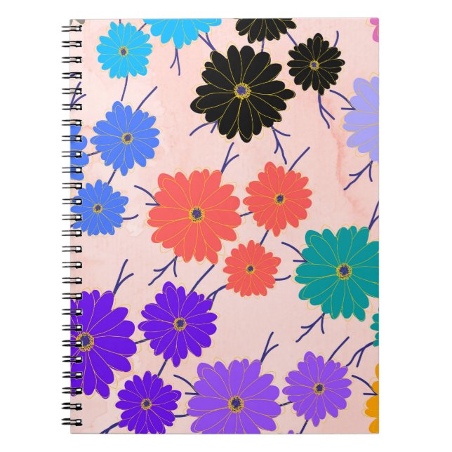 Abstract watercolor background with flowers design notebook (Front)