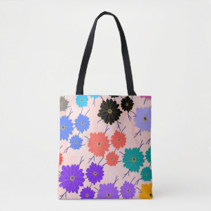Abstract watercolor background with flowers design tote bag