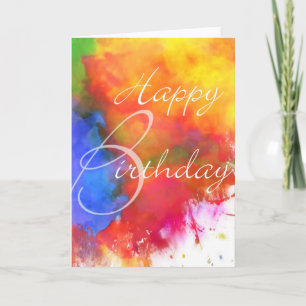 Abstract Watercolor Birthday Card